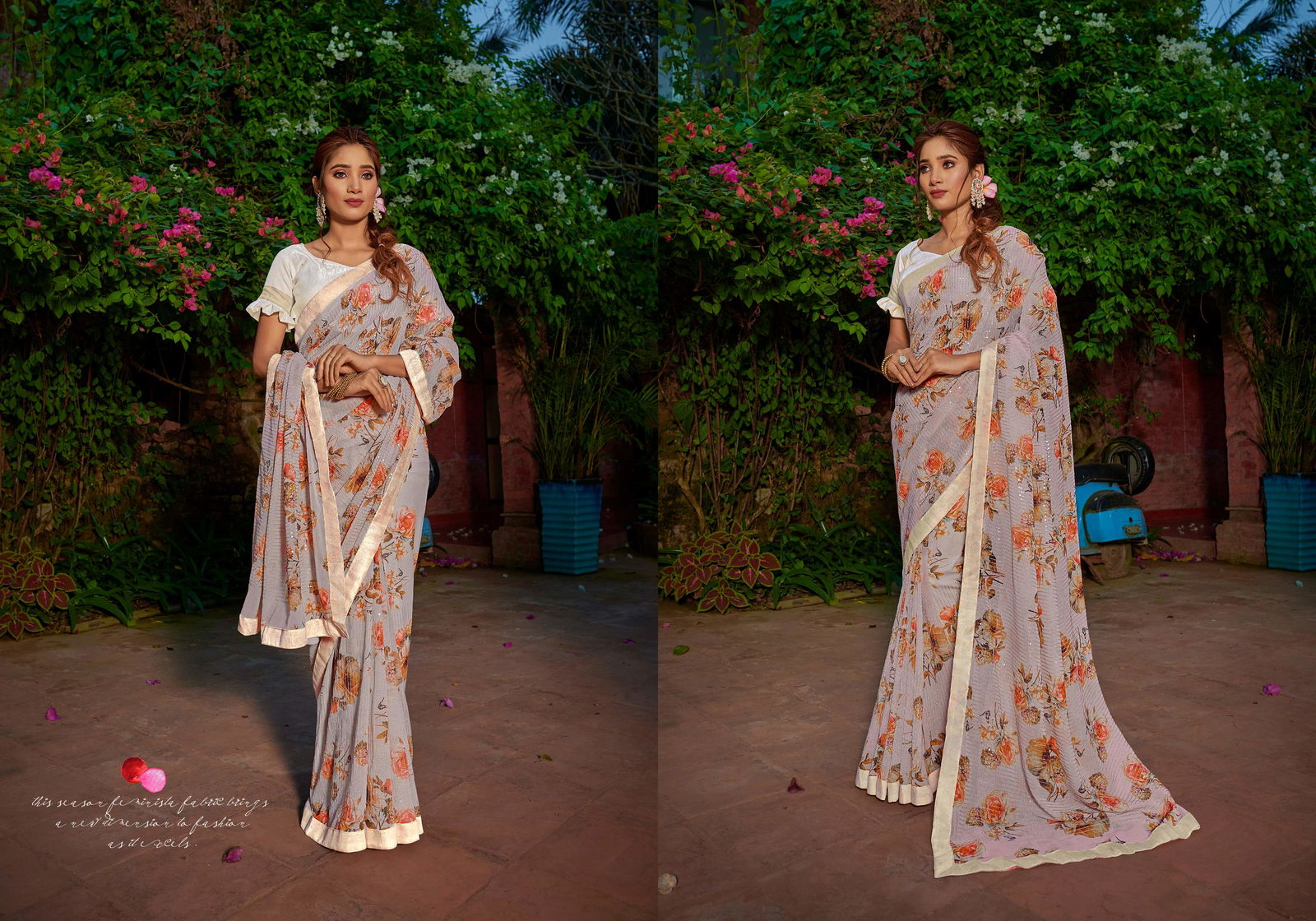 Ynf Summer Sequence New Ethnic Wear Georgette Printed  Saree Collection